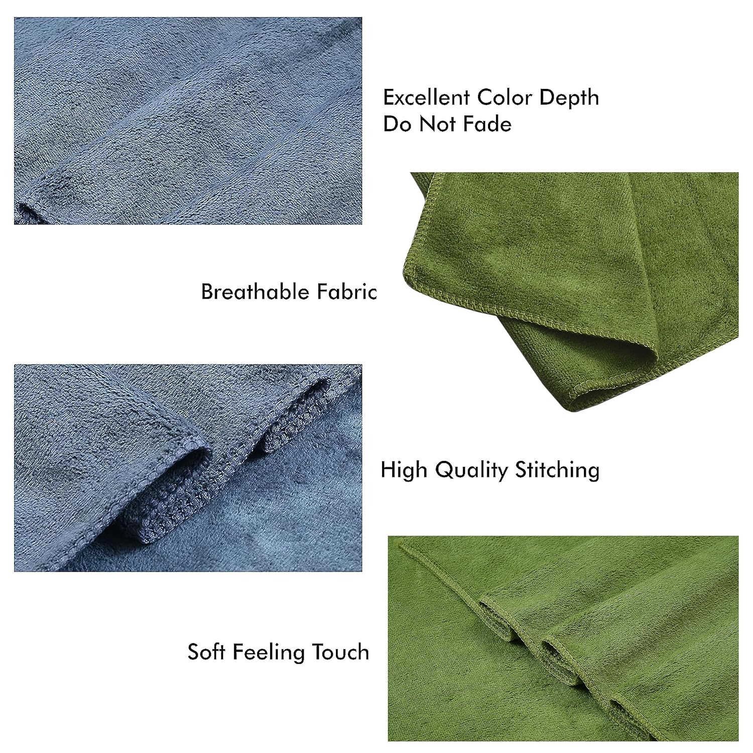 Yellow Weaves Super Soft Microfiber Hand Towels, Gym & Workout Towels 400 Gsm, (Green & Green) Set Of 3