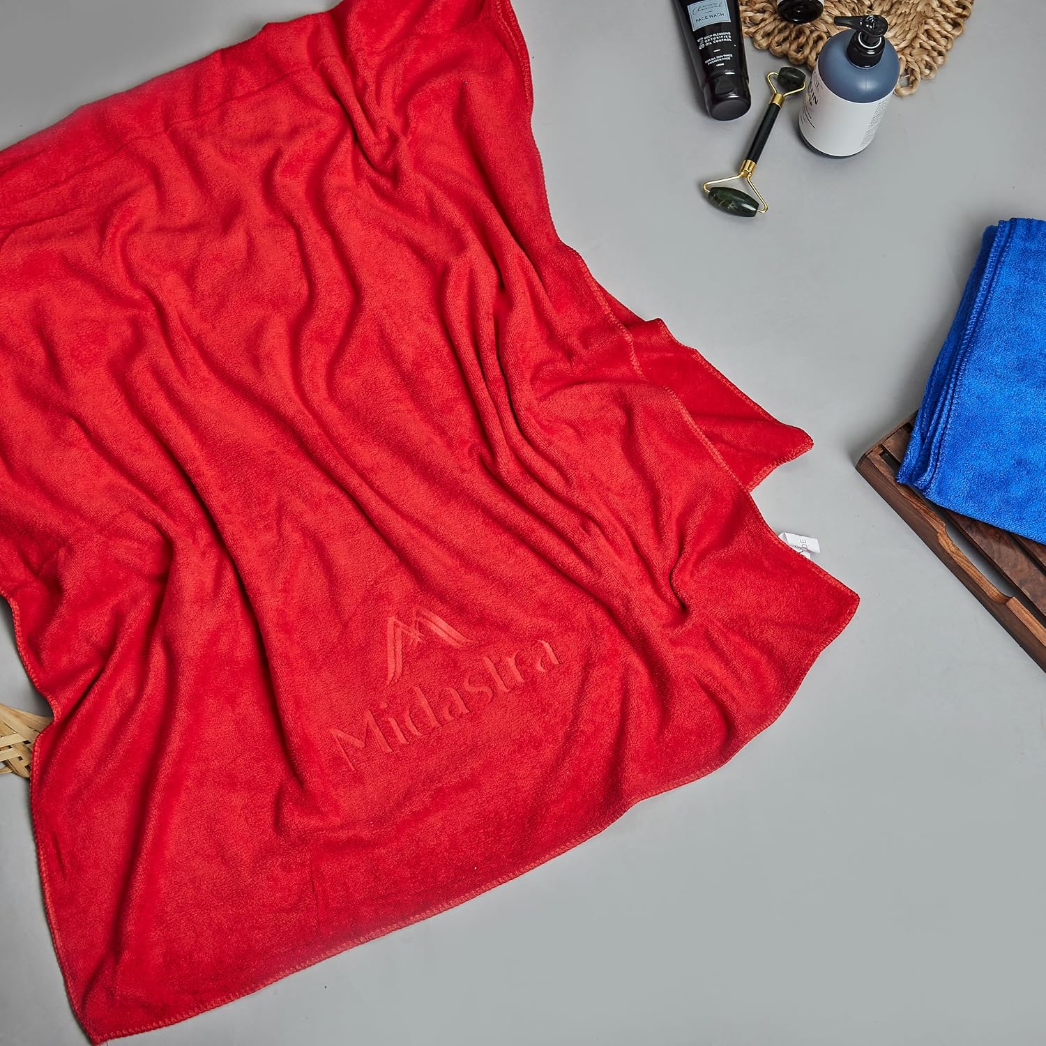Midastra Microfiber Bath Towel 500 Gsm | Fast Drying, Extra Soft & Absorbent, Perfect for Home, Gym, Travel Bath Towel (Red)