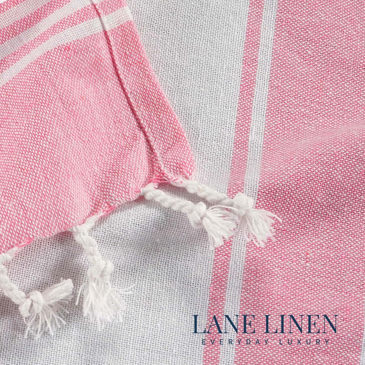Lane Linen Turkish Beach Towels 699 Gsm | Extra Large Beach Towel, Pre-Washed For Soft Feel, Oversized Sand Free Quick-Dry Pool Towel (Candy Pink) - 2 Pack