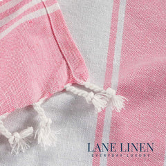 Lane Linen Turkish Beach Towels 699 Gsm | Extra Large Beach Towel, Pre-Washed For Soft Feel, Oversized Sand Free Quick-Dry Pool Towel (Candy Pink) - 2 Pack