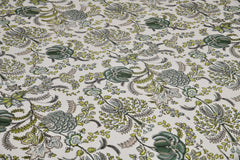 Jaipuri Bedsheet For Double Bed With 2 Pillow Covers - 90 X 108 Inches, Beige & Green | Pure Cotton Bedsheet King Size Bed | Soft & Breathable Fabric