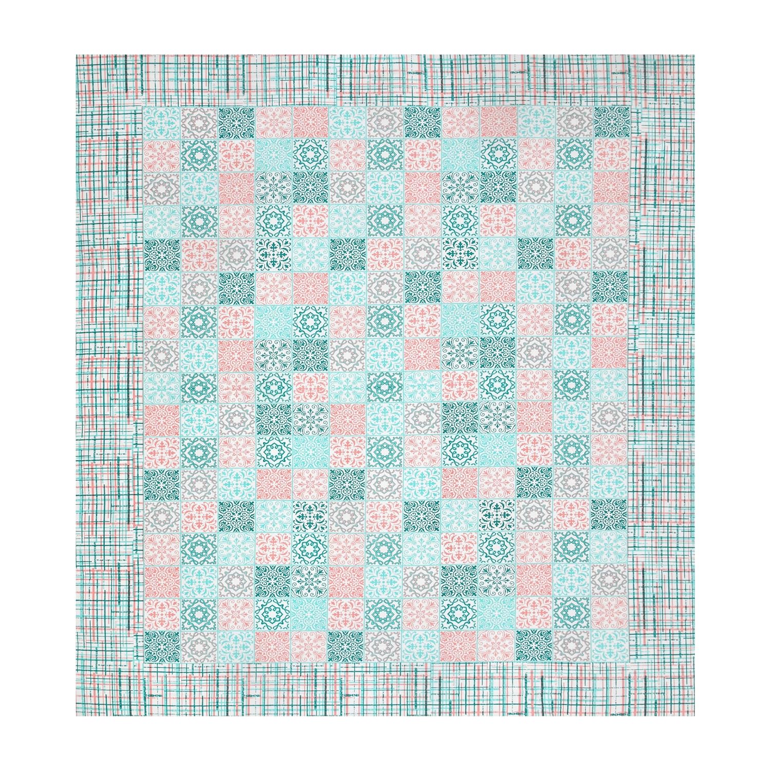 Sanskriti Bedsheet For Double Bed King Size With 2 Pillow Cover - 90 X 108 Inches, Green & Pink | Soft, Durable & Stylish | Breathable & Skin-Friendly