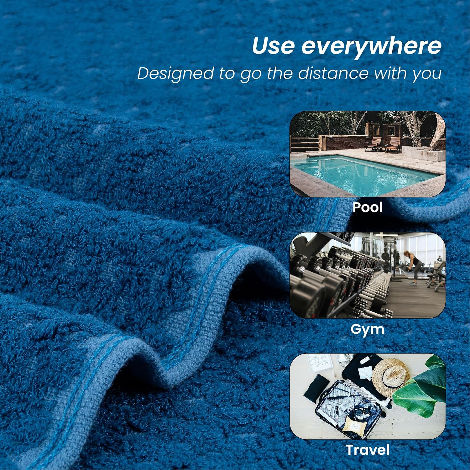 Mush Hearth & Haven Bamboo Large Size Bath Towels 900 Gsm | Bamboo Bath Towel Soft, Highly Absorbent & Quick Dry (Teal & Steel Blue) - Pack Of 2