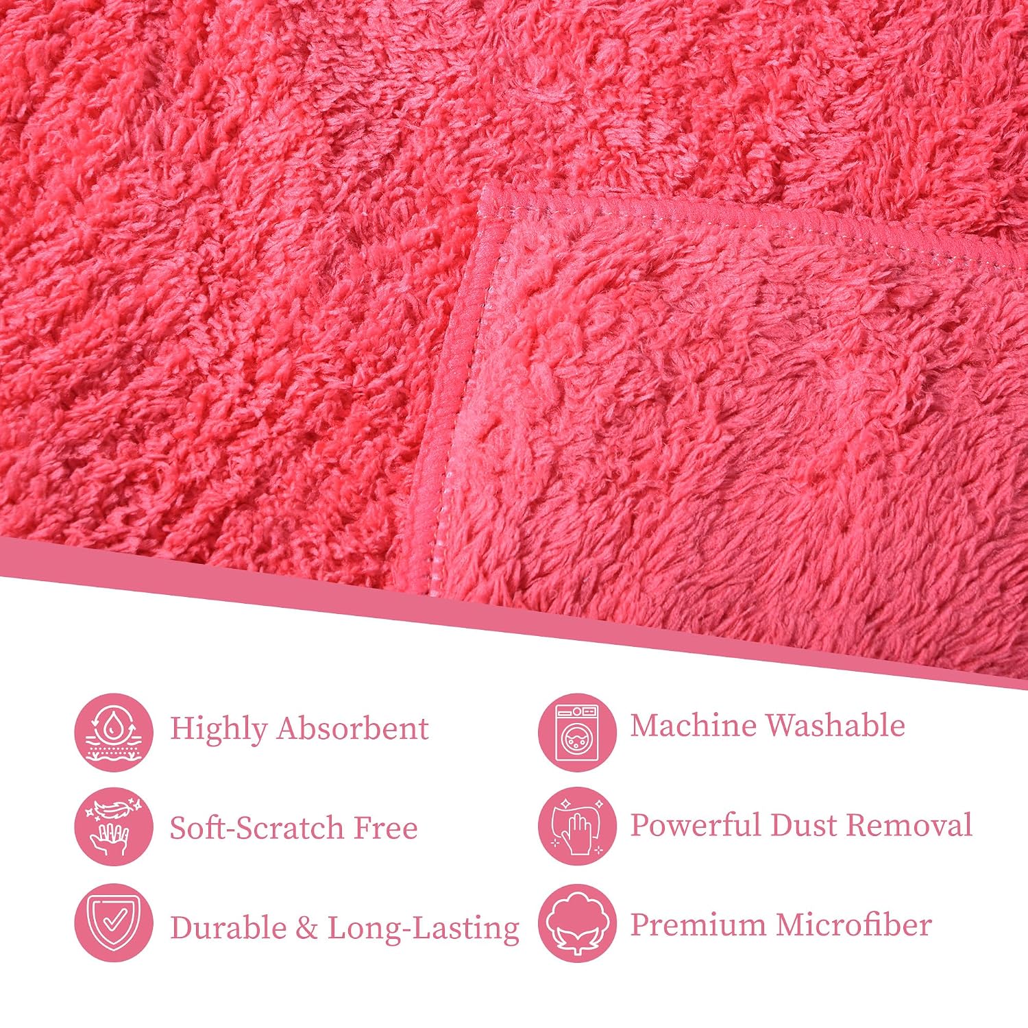 Kuber Industries Microfiber Cleaning Towel 200 Gsm | Reusable Cleaning Cloths For Kitchen, Duster & Home Cleaning Towel Hanging Loop - Pack Of 1 (Pink)