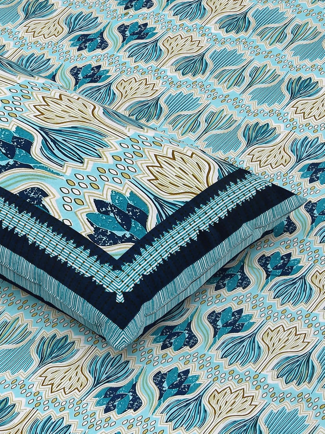 Sanskriti Bedsheet For Double Bed King Size With 2 Pillow Cover - 90 X 108 Inches, Multicolor | Soft, Durable & Stylish | Breathable & Skin-Friendly