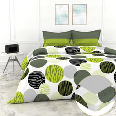Printed Bedsheet For Double Bed 2 Pillow Cover - 60 X 78 Inches, Olive Green & Black | All Around Elastic Fitted - Ultra Soft & Breathable | Superior Softness & Breathability