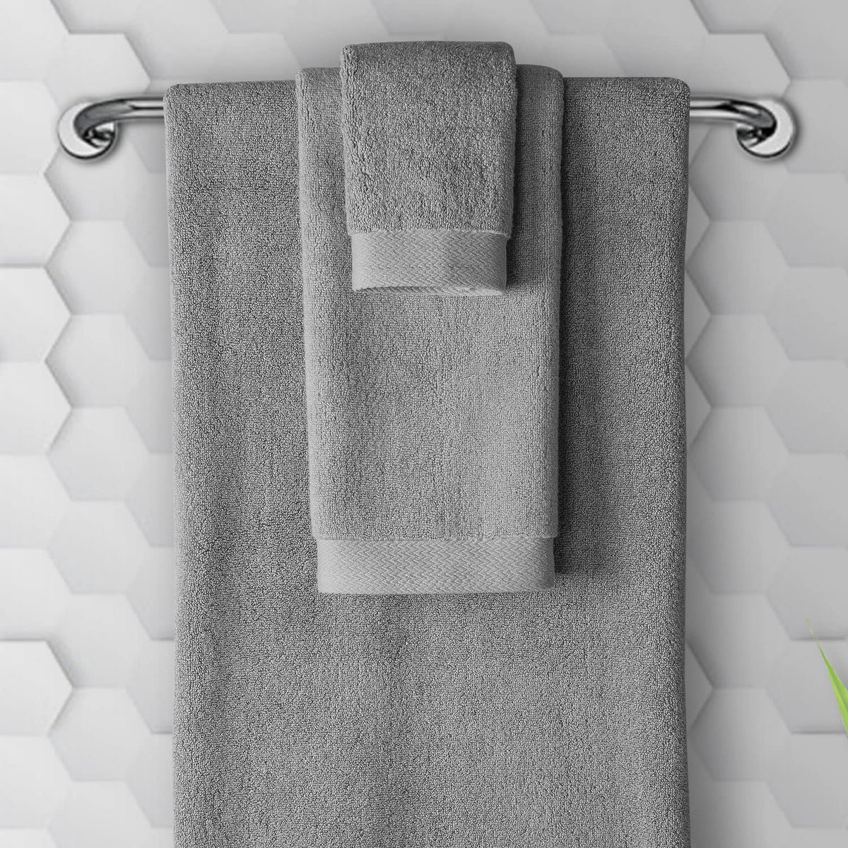 Spread Spain Resort Luxurious Cotton Towels 720 Gsm | Bath, Hand & Washcloth Towels Sets Of 3 Super Softness & Absorbent (Carbon)