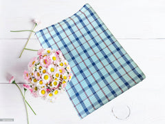 100% Soft Cotton Bedsheet For Single Bed - 60 X 90 Inches, Blue Checks | Soft, Durable & Long Lasting - 400 Thread Count