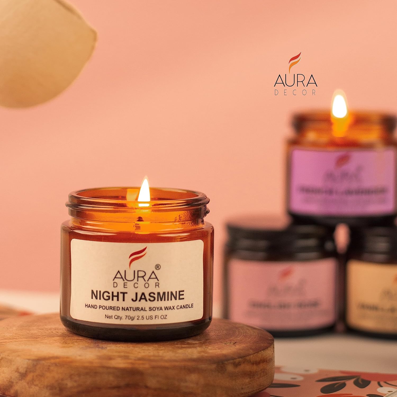 ENGLISH ROSE,VANILLA CARAMEL, NIGHT JASMINE,FRENCH LAVENDER JAR CANDLES SET OF 4