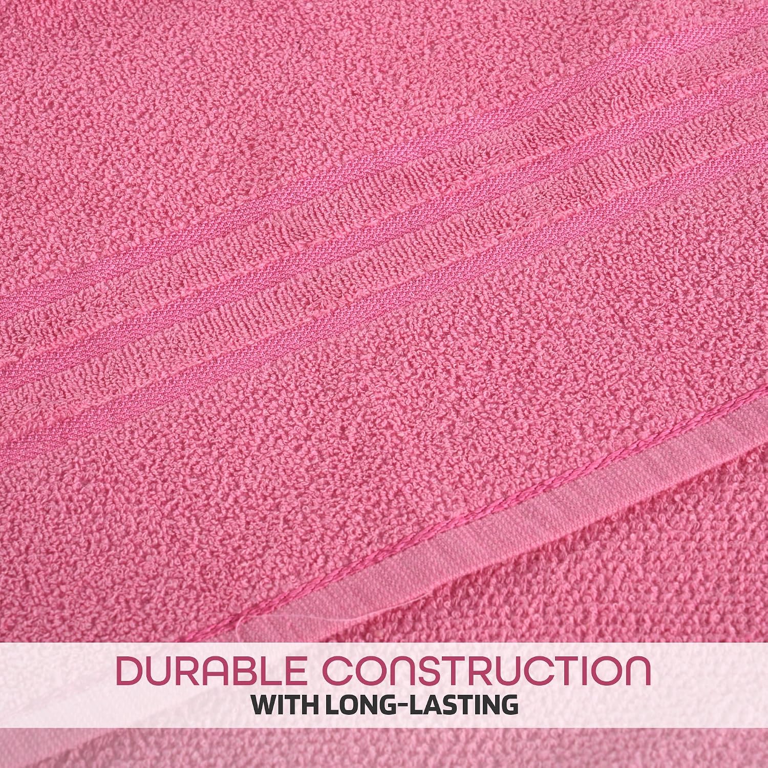 Kuber Industries Bath Towel 1800 Gsm | Towel For Bath, Gym, Travel & Beach | Plain Lining (Pink)- Pack Of 4