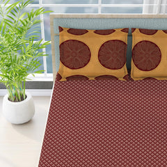 Cotton Bedsheet For King Size With Pillow Cover Set - 108x108 Inches, Brown | Breathable & Light Weight, All Season Comfort-Ideal For Daily Use & Gifting Bedsheet