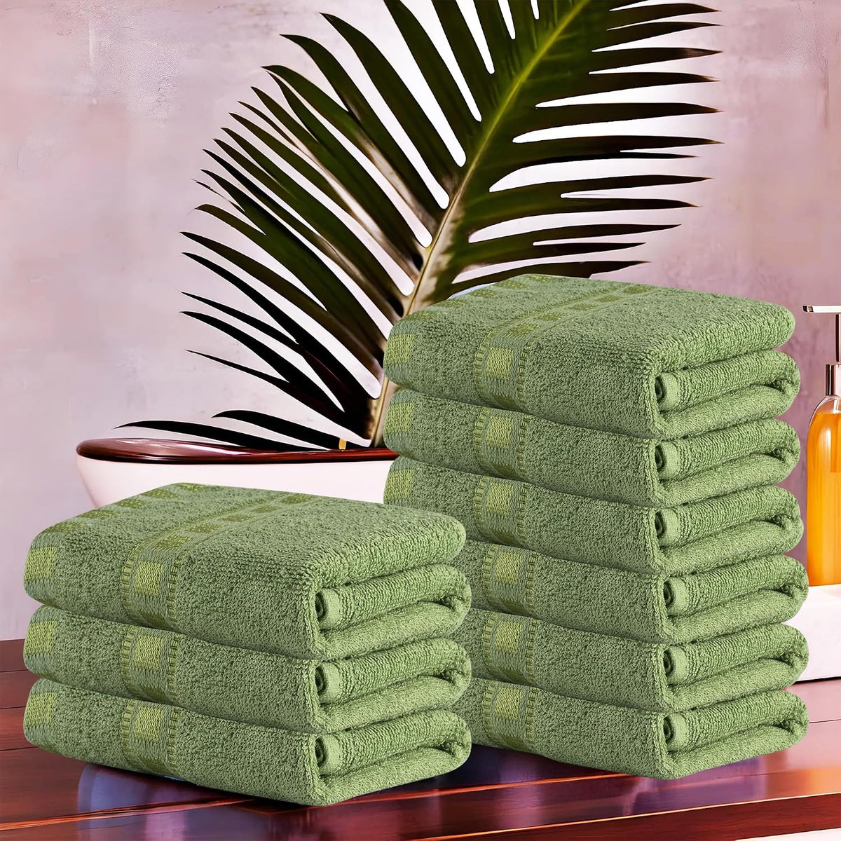 Kuber Industries Cotton Face Towel 1800 Gsm | Workout Gym Napkins Hand Towel For Men & Woman Quick-Drying Napkins -Green (Pack Of 9)