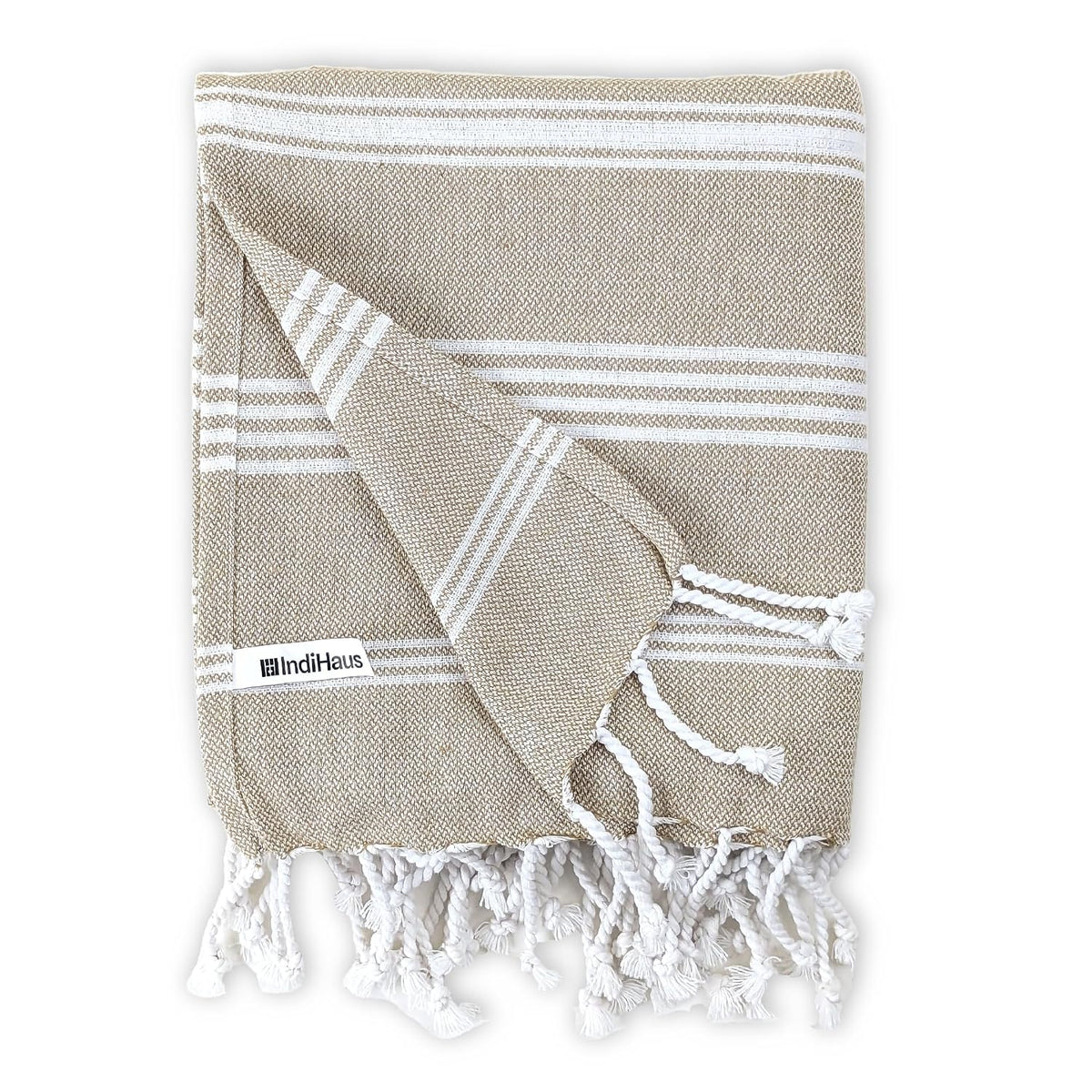 Indihaus Premium Large Cotton Bath Towels 380 Gsm | Soft, Absorbent & Comfortable Large Size Bath Towels (Serene Beige)