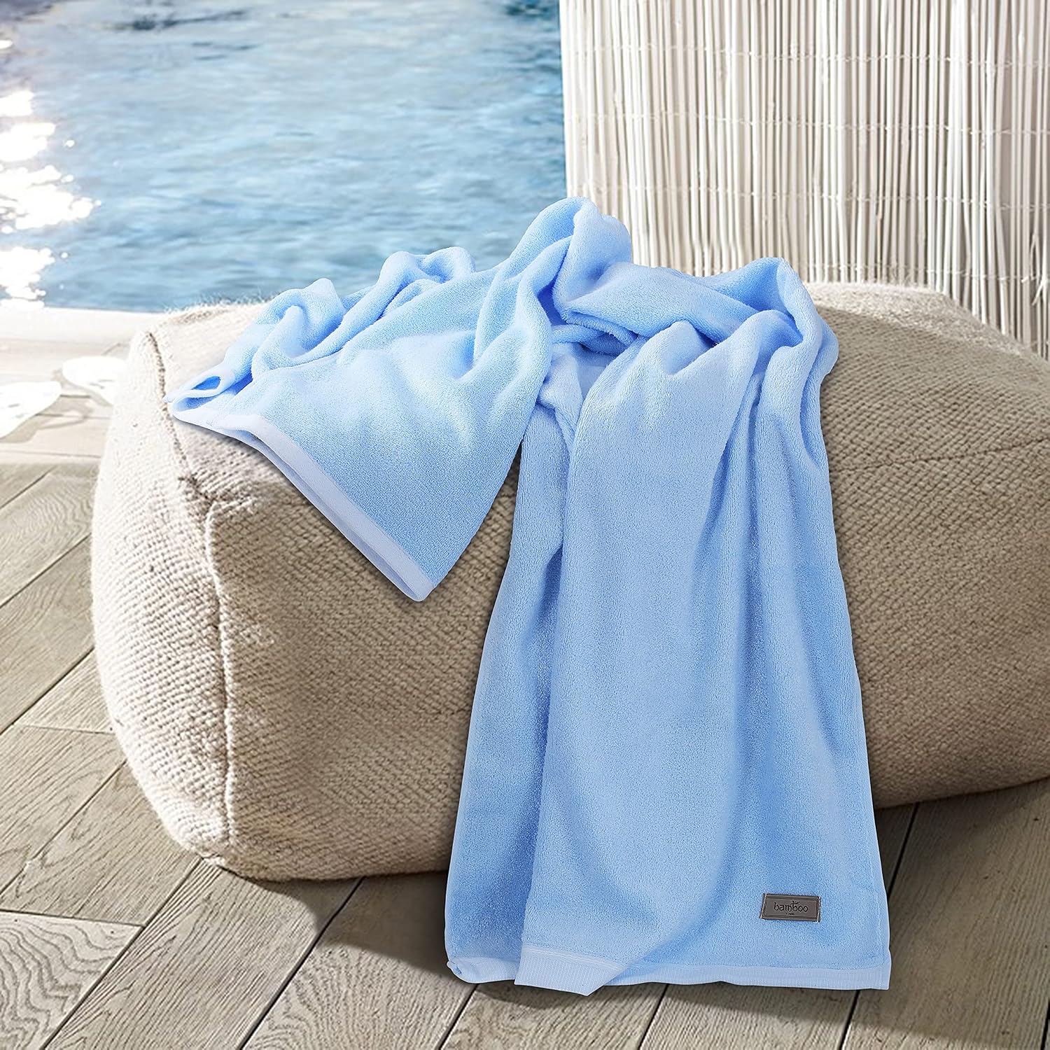Spread Spain Bamboo Towel Bath, Hand & Face Towel 1950 Gsm | High Absorbent Super Soft | Hotel Spa Decorative Bathroom Towels | Sky Blue (Set Of 6)