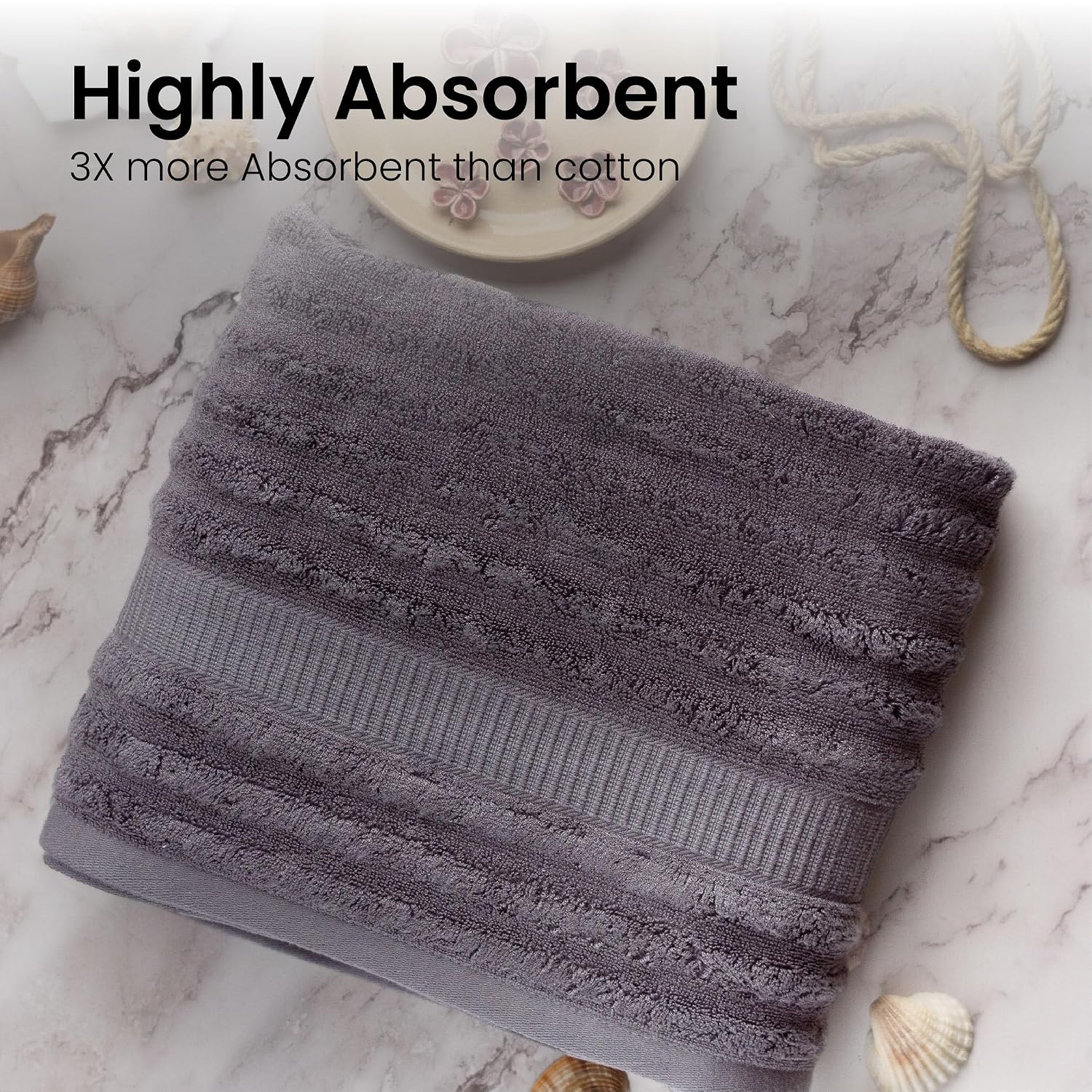 Mush Ultra Soft & Super Absorbent 600 Gsm Bamboo Bath Towel Set (Space Grey)