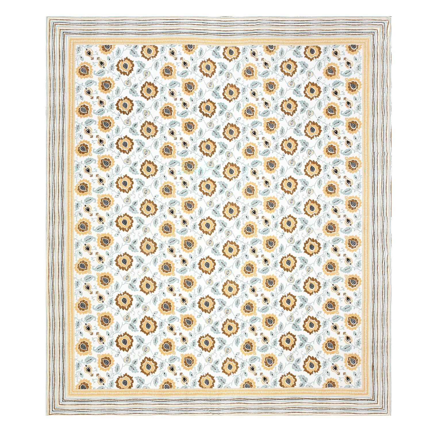 Cotton Queen Size Bedsheet For Double Bed With 2 Pillow Covers | 90 X 108 Inches, Yellow & White | Cotton Bedsheet Is Suitable For All Seasons | Ultra-Soft, Skin-Safe & Breathable Fabric