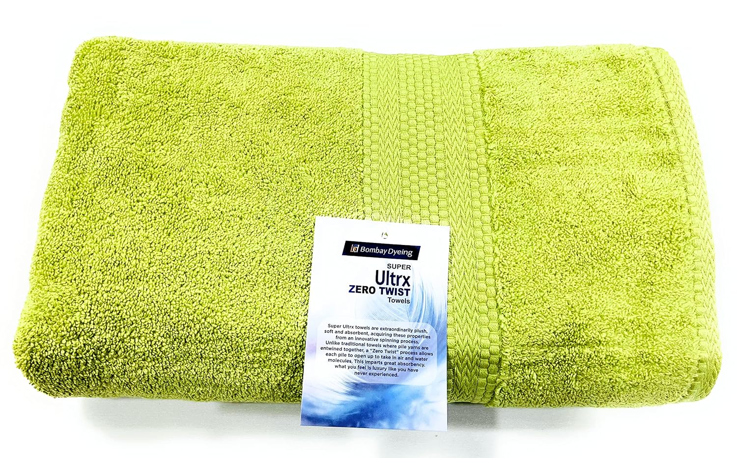 Bombay Dyeing Ultrx 100% Cotton Large Size Premium Bath Towel 650 Gsm - Green