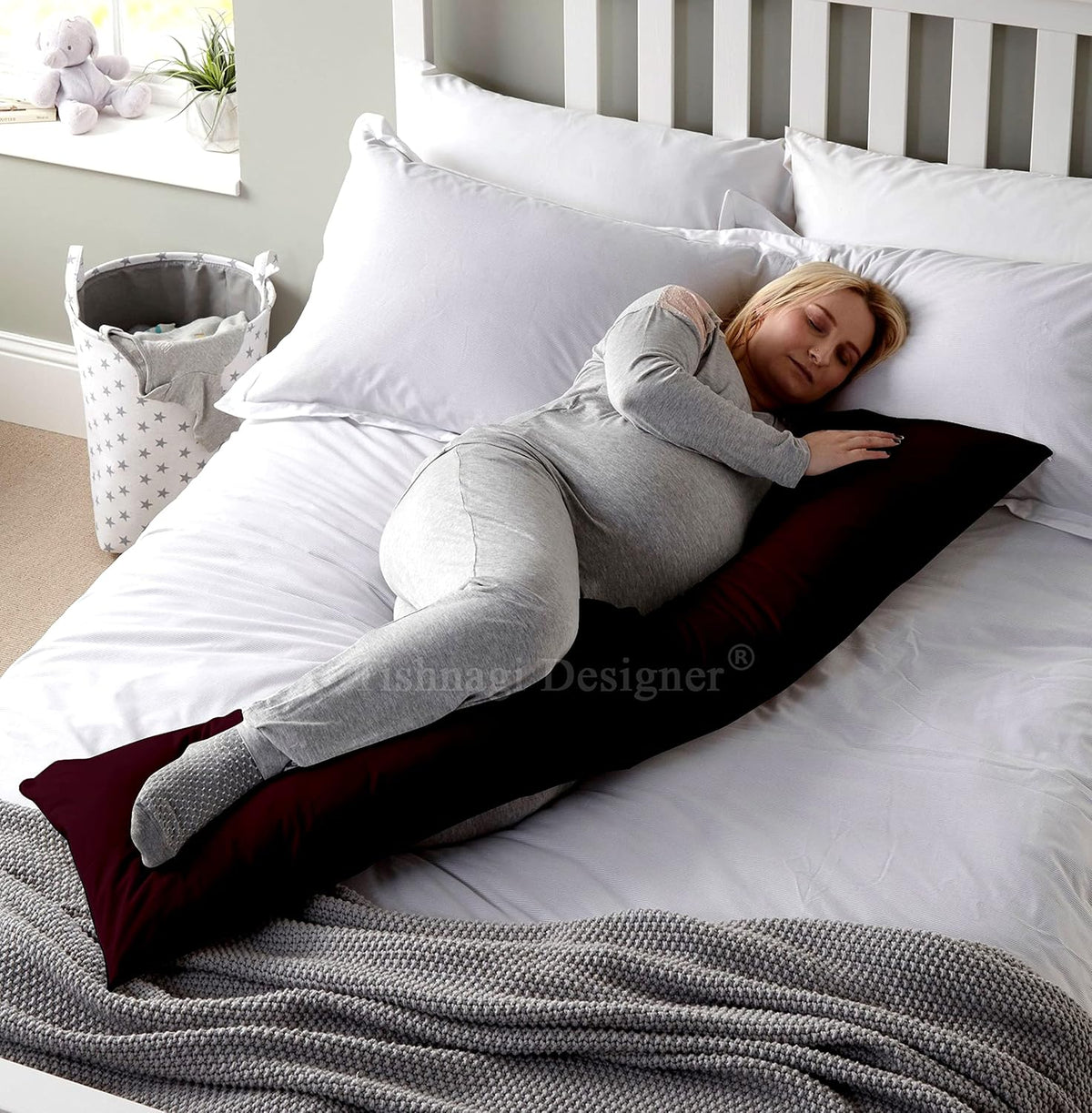 Soft Microfiber Hug Pillow For Sleeping, Full Body Pillow For Pregnant Women - 18 X 54 Inch | Long Pillow For Bed, Pregnancy Pillow, Large Pillow With Cover, Pillowcase, Foldable Pillow
