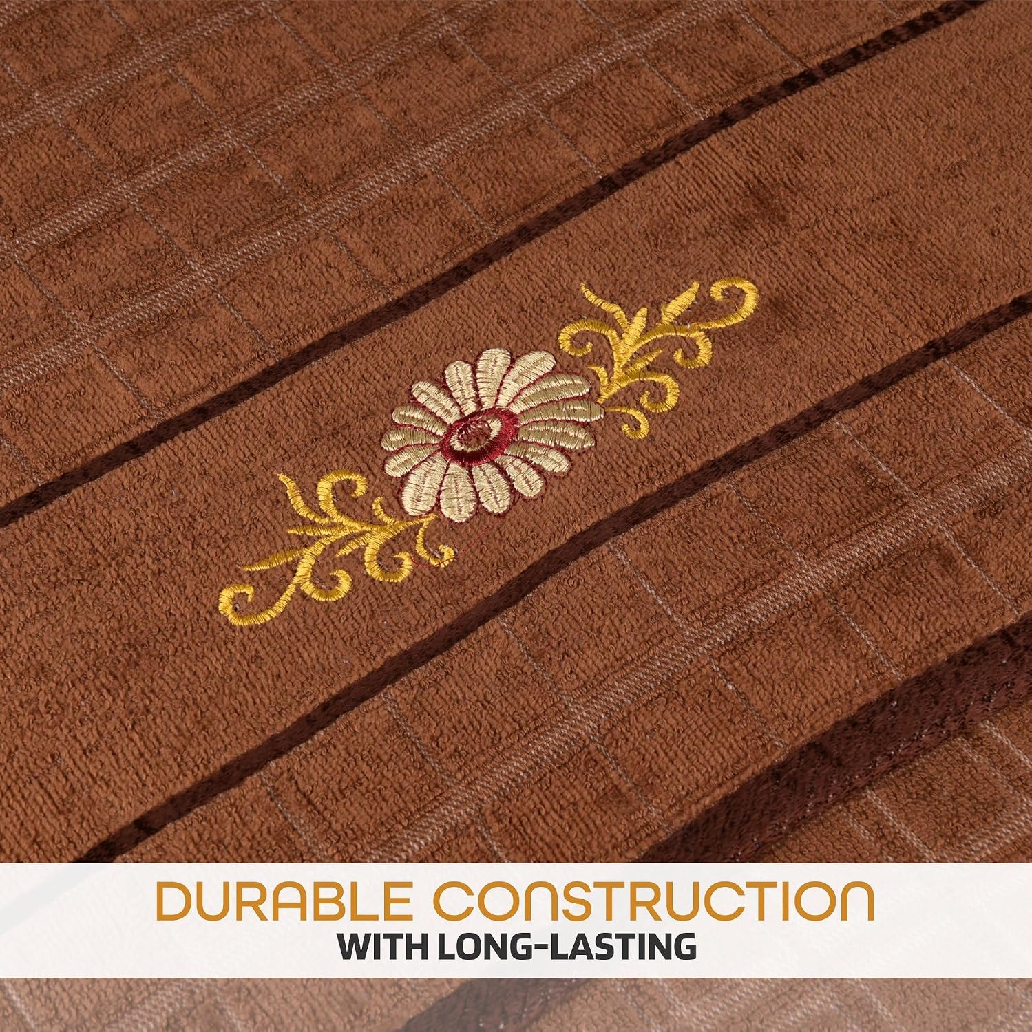 Kuber Industries Cotton Bath Towel 1000 Gsm | Workout Gym Napkins Bath Towel For Men & Woman Embroidery Silky Velvet Towel -Brown (Pack Of 2)