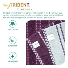 Mytrident 100% Cotton Bath Towel 1200 Gsm (Purple & Sky Blue) - 2 Piece