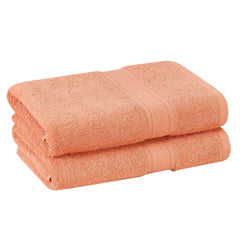 Fresh From Loom Luxury Edition Egyptian 100% Pure Cotton Bath Towel 1200 Gsm | High Water Heavy Soft Dual Stitched Bath Towel (Salmon) - 2 Pcs