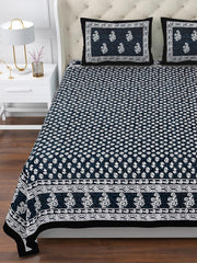 Printed Cotton Double Bedsheet For King Size With 2 Pillow Covers (95 X 108 Inches) Black & White | 280 Thread Count - Pure Cotton Natural Fabric & Skin-Safe | Extra Soft & Wrinkle Free