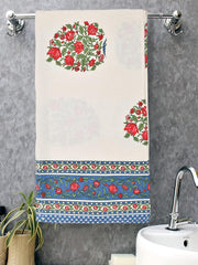 Mafatlal 100% Cotton Waffle Towel Large Size 200 Gsm | Light Weight, Quick Dry, Hand Printed, Floral Designs & Craft, Super Absorbent Towel (Madhuban Collection)