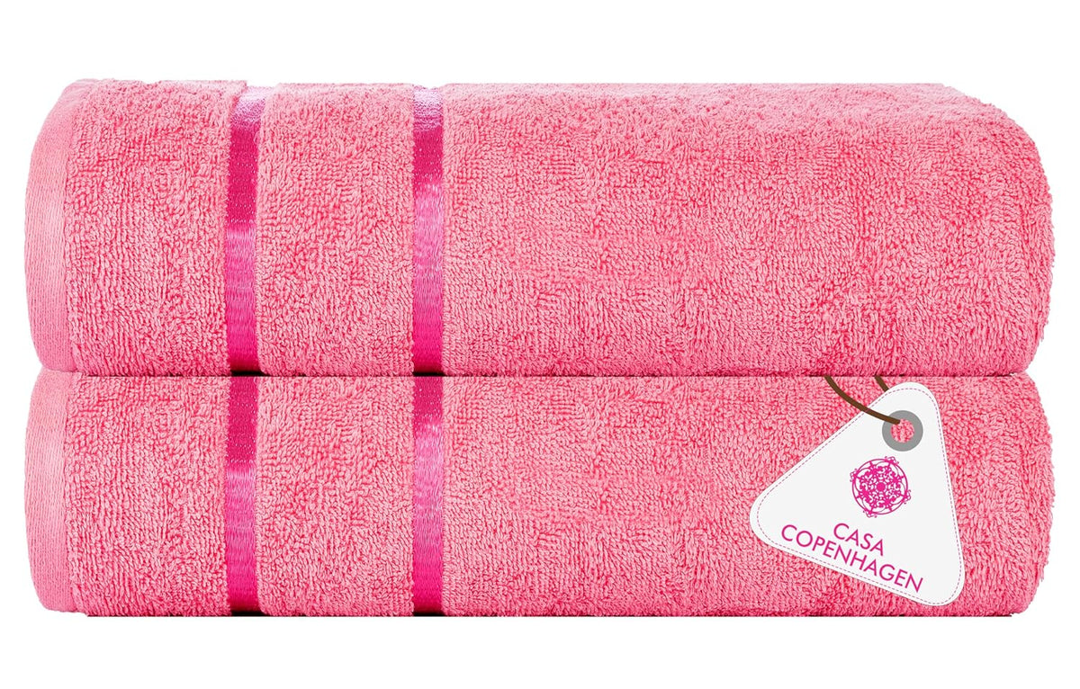 Casa Copenhagen Designed In Denmark Eternal Super Soft 2 Pieces 100% Cotton Large Bath Towel 525 Gsm - Pink