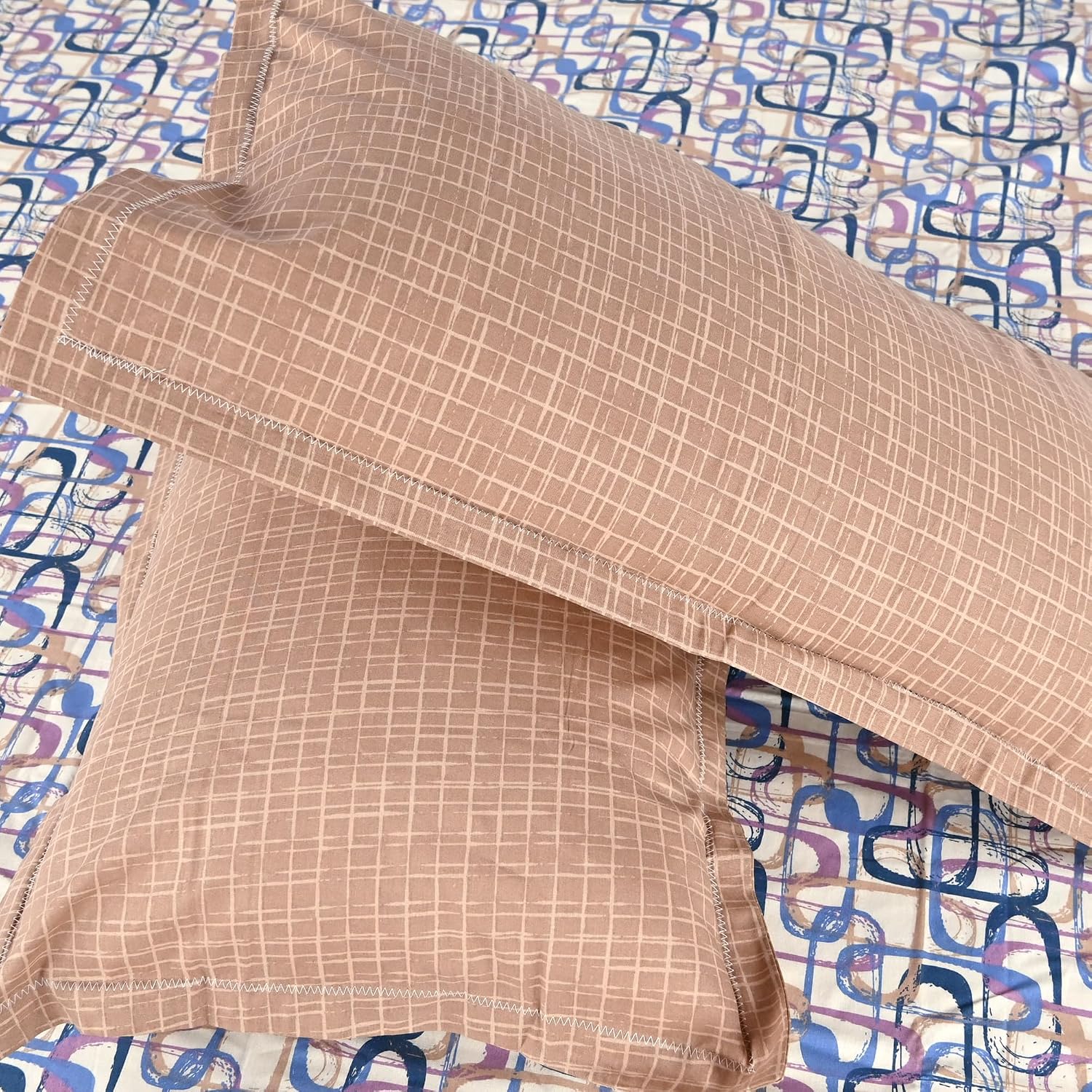 Queen Size Double Bedsheet With 2 Pillow Covers - 87 X 100 Inches, Multicolor | 144 Thread Count Pure Cotton Bedsheet - Light Weight, Soft, Skin Friendly | Perfect For Gifting