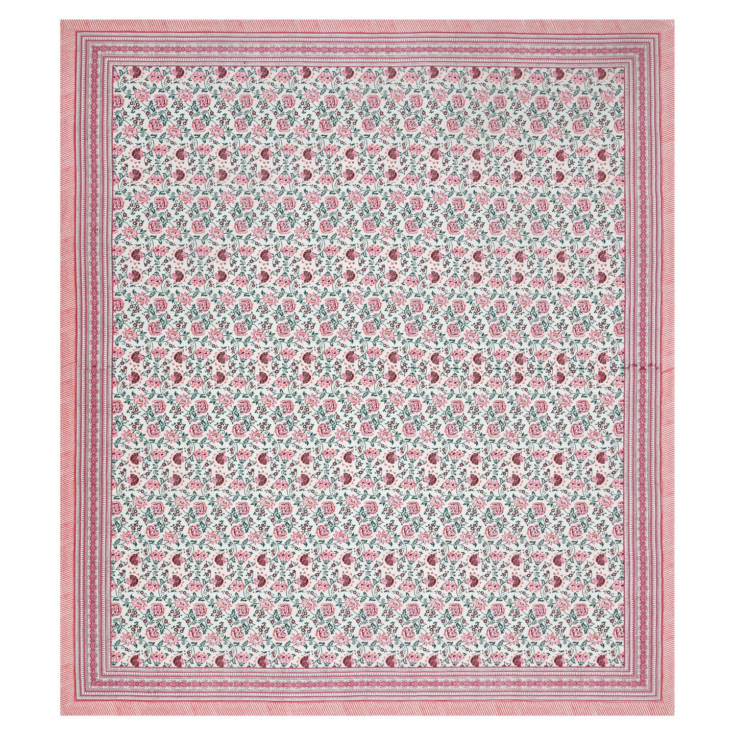 1 Queen Size Bedsheet For Double Bed With 2 Pillow Covers (90 X 108 Inches) White & Pink | Floral Print Designs - Breathable 100% Cotton Bedsheet Comfortable