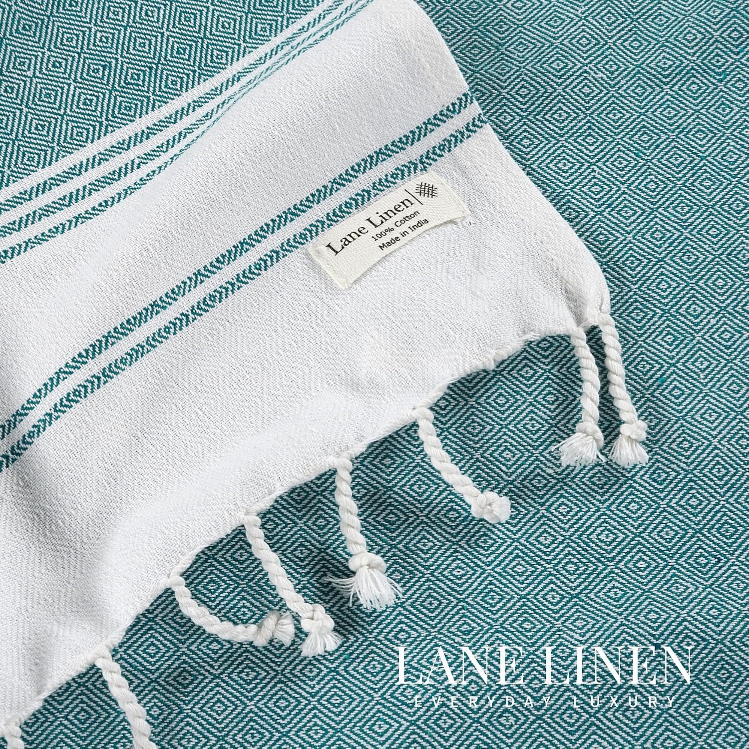 Lane Linen 100% Cotton Beach Towel With Bag Towels Oversized Pool Absorbent Extra Large Quick Dry Sand Travel Towel - Baltic (2 Piece)
