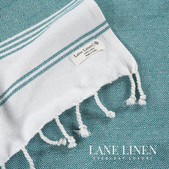 Lane Linen 100% Cotton Beach Towel With Bag Towels Oversized Pool Absorbent Extra Large Quick Dry Sand Travel Towel - Baltic (2 Piece)