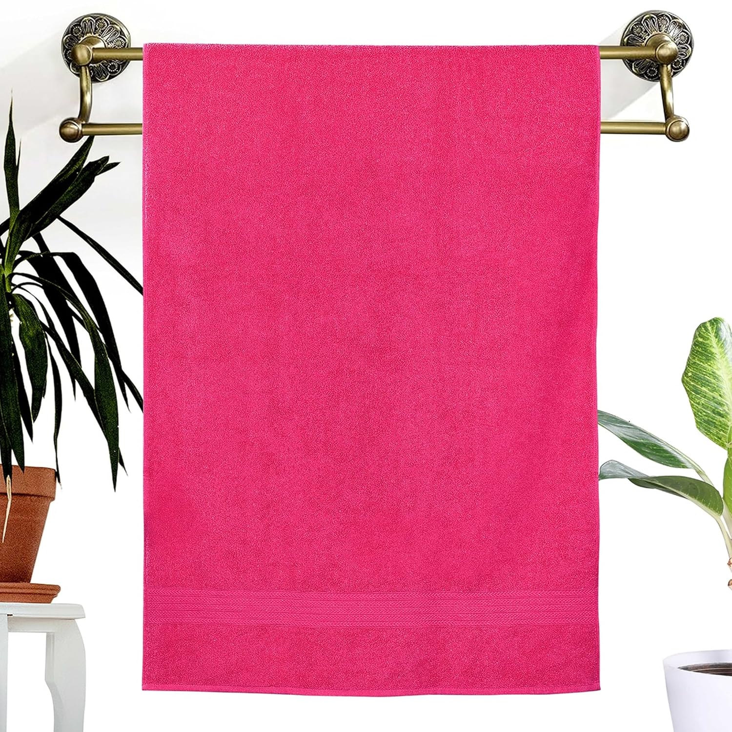 Dreamscape 100% Cotton Bath Towel 1100 Gsm - Set Of 2 (Coral & Brown)