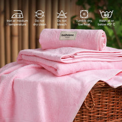 Bathriene Bamboo Hand Towels 400 Gsm | Ultra Soft, Absorbent & Quick Dry Towel (Plush Pink)- Set Of 2