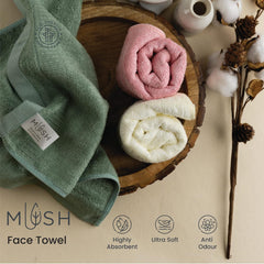 Mush 100% Bamboo Face Towel 500 Gsm | Ultra Soft, Absorbent, & Quick Dry Towels For Facewash, Gym, Travel | Suitable For Sensitive/Acne Prone Skin | Assorted Pack Of 5