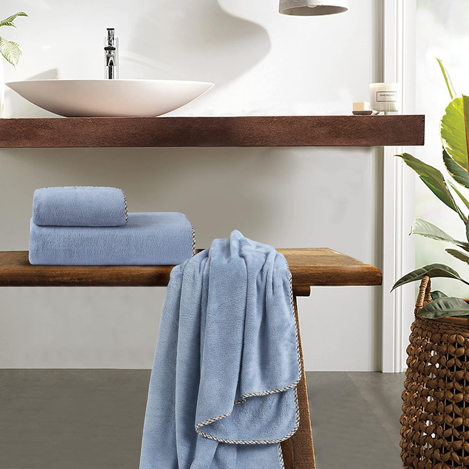 Spread Spain Microfiber 1 Bath + 2 Hand Towel 360 Gsm | Extra Soft Plush High Absorbent Bath Towel For Men & Women (Rock)