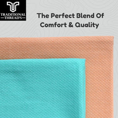 Traditional Thread'S 100% Cotton Large Size Bath Towel | Ultra Soft, Absorbent, Light Weight & Quick Dry Towel (Set Of 2) | Brown, Aqua Green