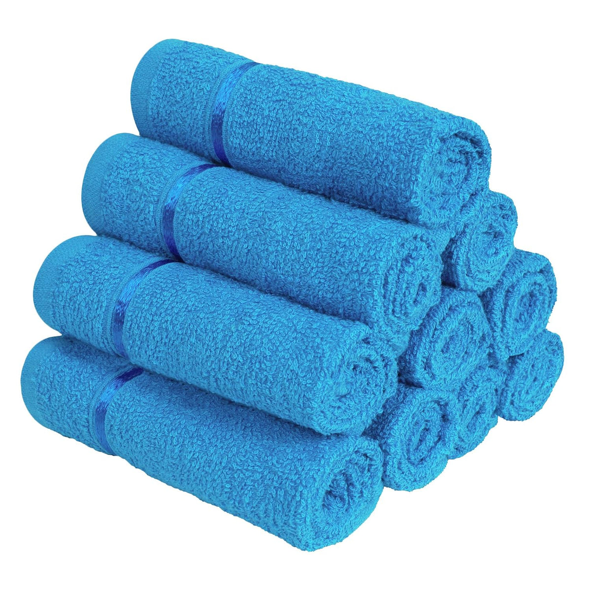 Story@Home 100% Cotton Face Towel 450 Gsm (Pack Of 10)- Blue