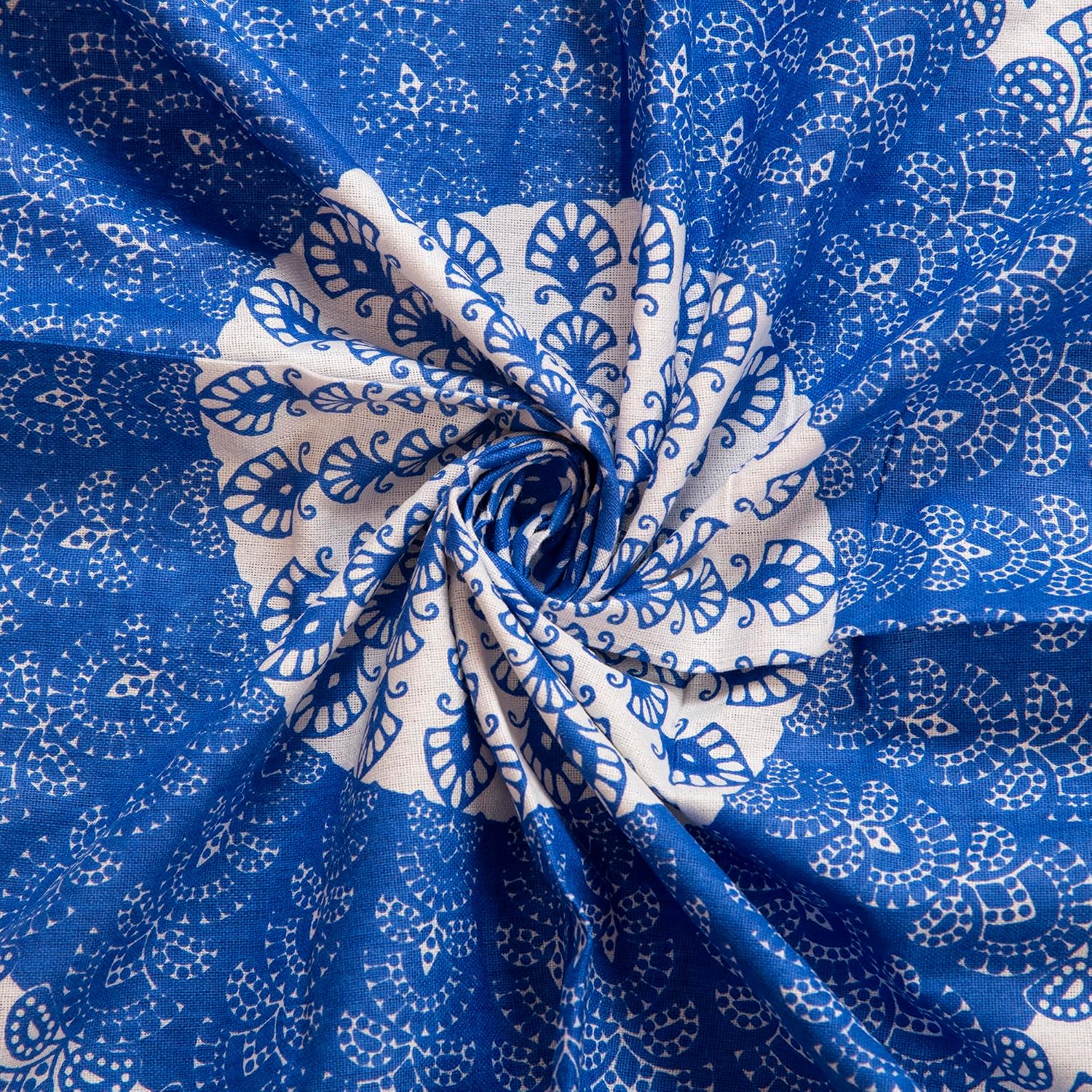 Traditional Jaipuri Single Bedsheet With 1 Pillow Cover - 56 X 86 Inches, Blue & White | Good Gifting Idea For Diwali | Skin Friendly Fabric With Vibrant Colors