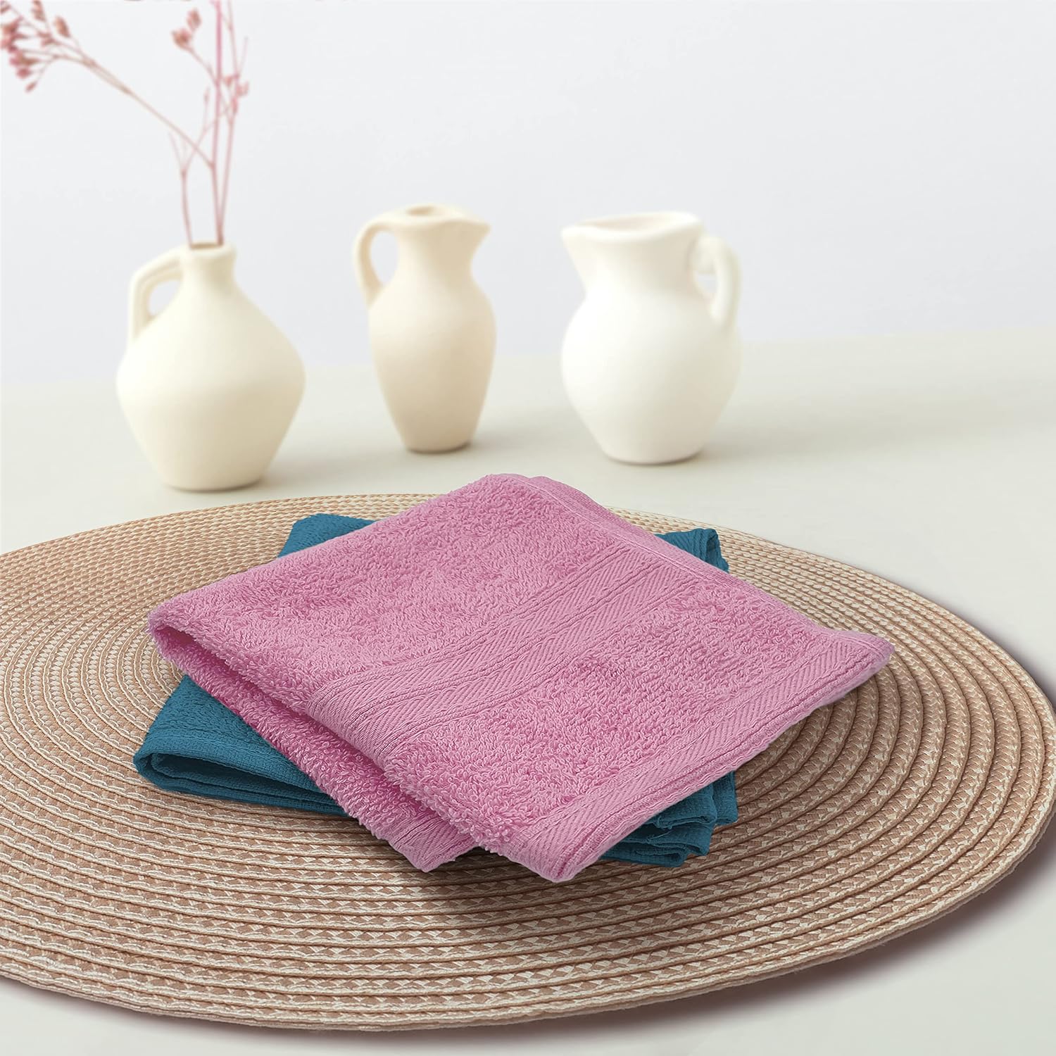 Sassoon Anatolia 2 Piece Cotton Face Towel 500 Gsm (Pink & Teal)