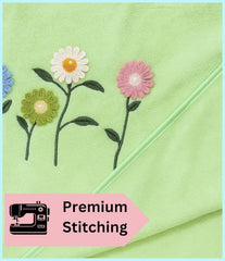 Divyam Floral Embroidered Bath Towel 350 Gsm | Premium Soft Microfiber Quick-Dry, Lightweight & Absorbent Towel With Pastel Daisy Design (Mint-Green)