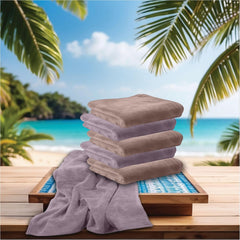 Housse Microfiber Hand Towel 1200 Gsm | Premium Quality Towels Ultra Absorbent & Anti-Bacterial For Gym (Dapple Grey & Luxurious Mocha) - Pack Of 6