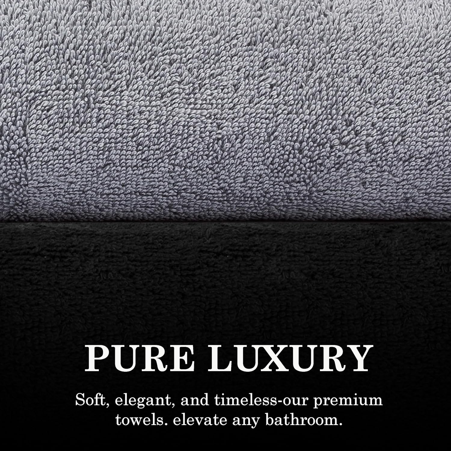 Casa Copenhagen Designed In Denmark Solitaire Super Soft 2 Pieces 100% Cotton Large Bath Towel 525 Gsm - Black & Feather Grey