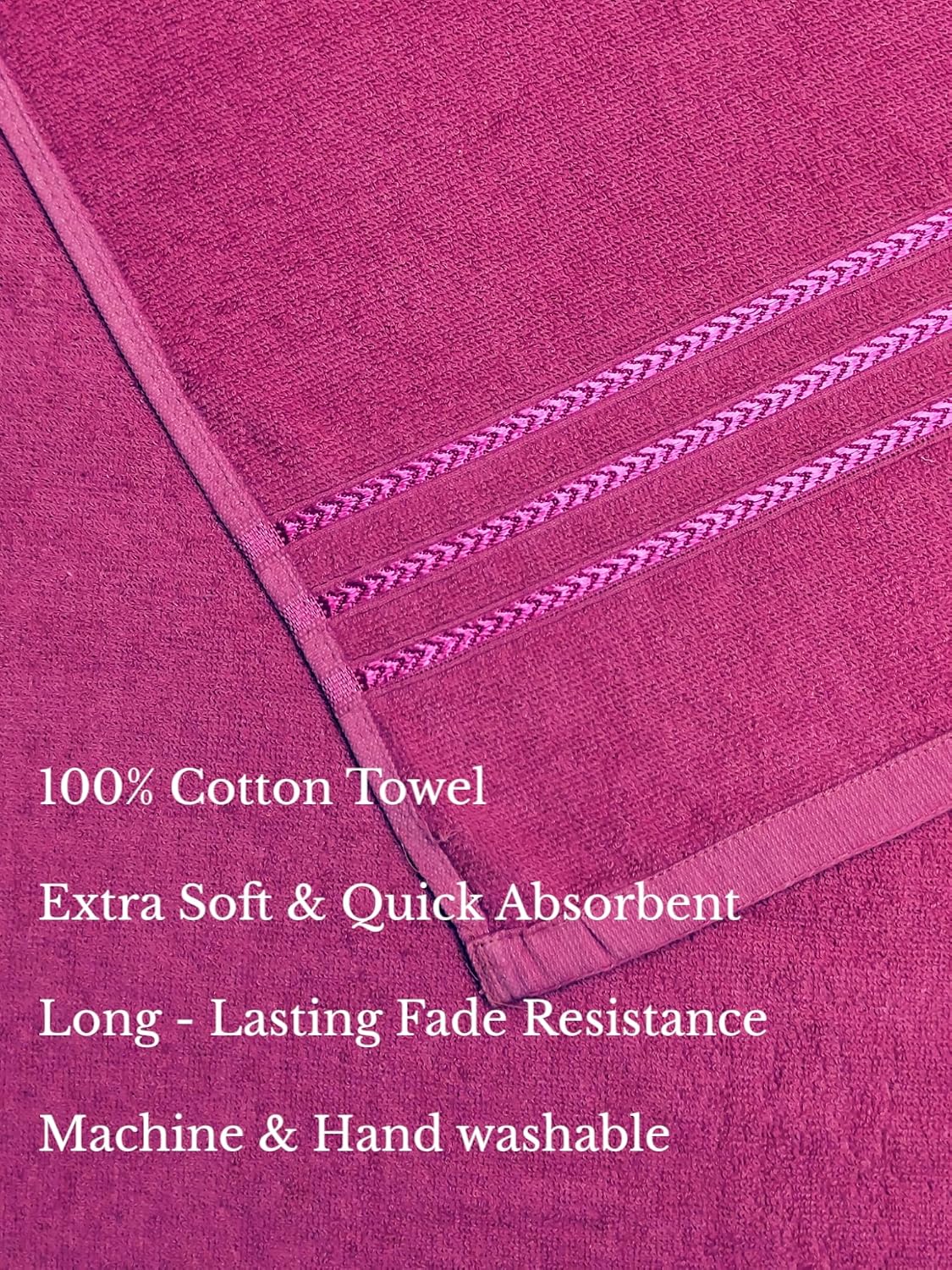 100% Cotton Bath Towel 450 Gsm | Large Size Soft & Absorbent Sport & Beach Bath Towel (Pink)