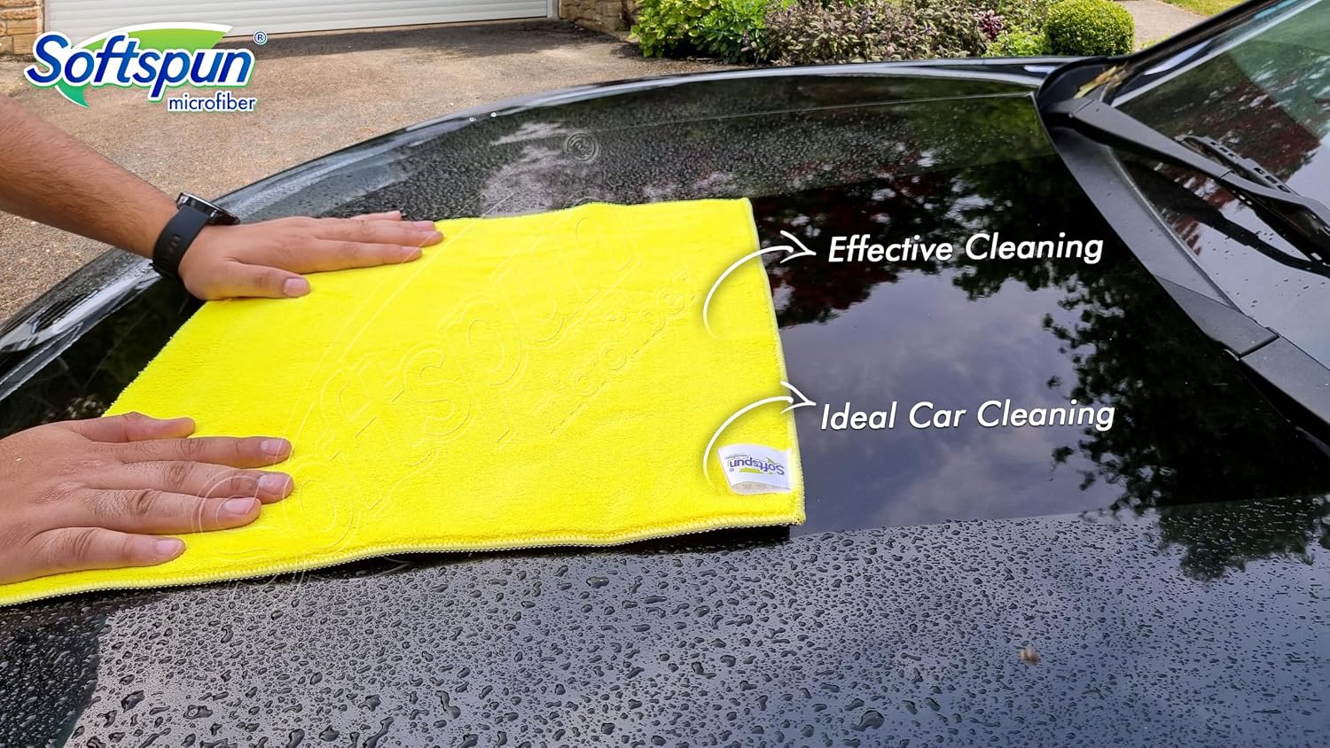Softspun Microfiber Cloth Towel Set 400 Gsm | Extra Thick Microfiber Cleaning Cloths Perfect For Bike, Auto, Cars Both Interior & Exterior (Yellow & Grey)