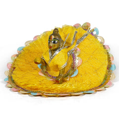 Laddu Bal Gopal Idol - Little Krishna Idol, Golden, Brass Idol, Small Size, Makhan Chor Idol - Kanha Ji Ki Murti For Pooja Room, Golden Handmade Statue | All Occasion, Thakur Ji Idol