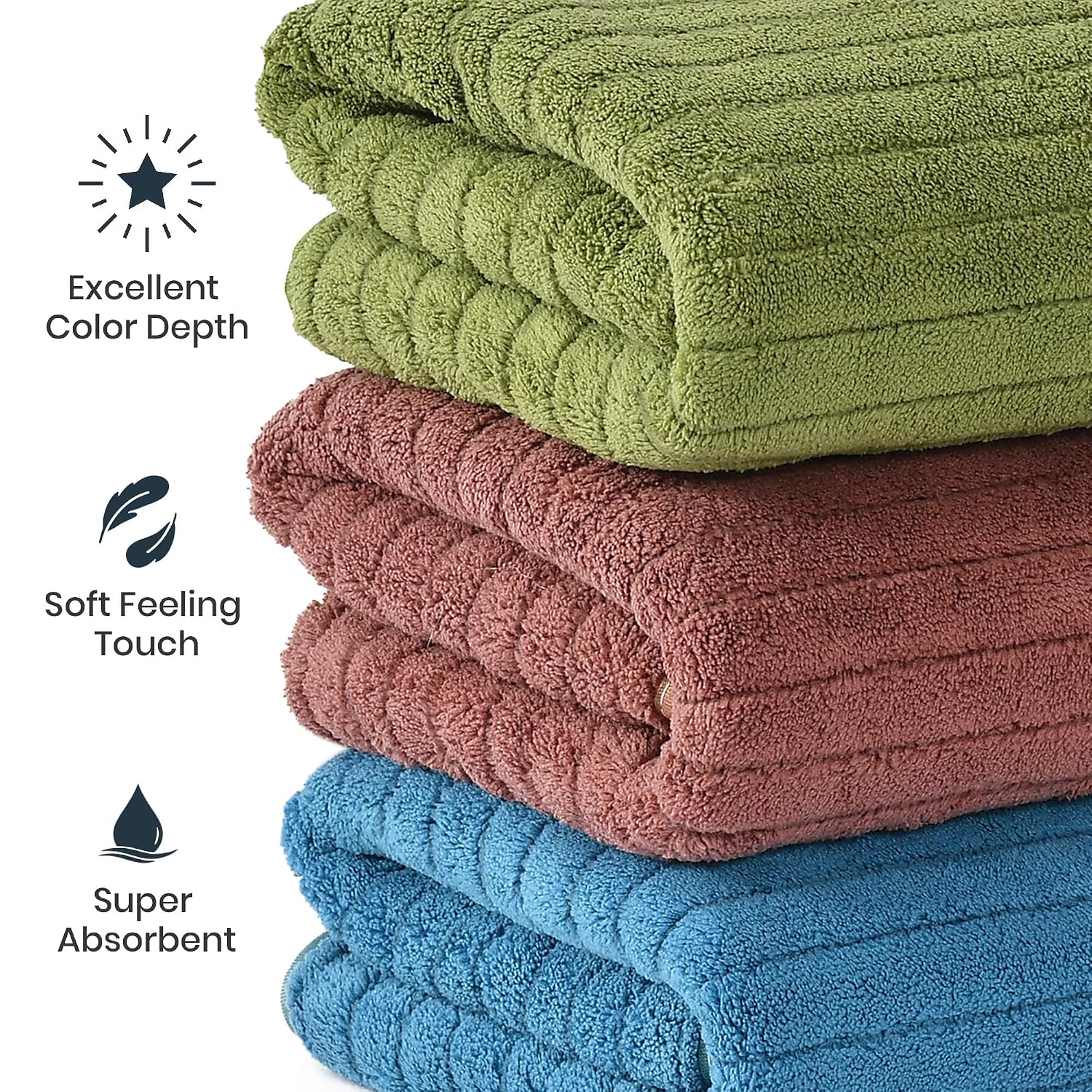 Urbanleaf Stripe Microfiber Hand Towels 320 Gsm | Gym & Workout Towels, Pack Of 3 (Multicolor 3)