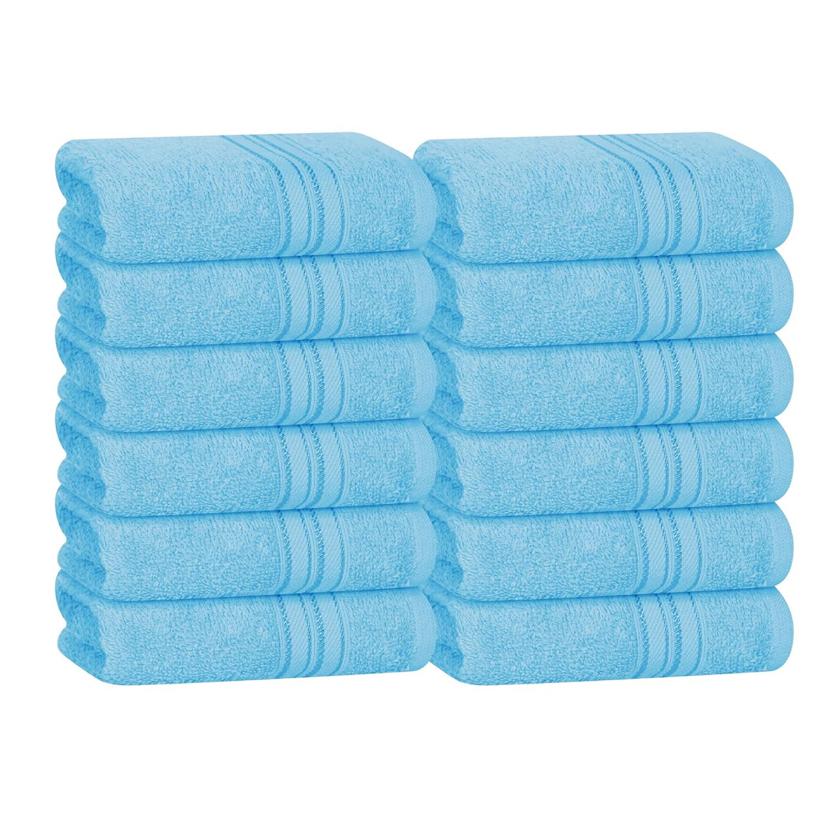 Boutiquo Ultra Soft 100% Cotton Washcloths 1800 Gsm | Contains Face Cloths Compact & Lightweight Multi Purpose Washcloths - Sky Blue (12 Piece)