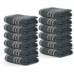 Kuber Industries Soft Cotton Face Towels 300 Gsm | For Men & Women | Easily Washable Pocket Towels & Workout Gym - Dark Grey (Pack Of 12)