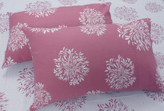 Flat Bedsheet For Double Bed With 2 Pillow Covers - 88 X 96 Inches, White & Mauve | Comfort Fabric Bedsheet Home, Hotel & Guest House